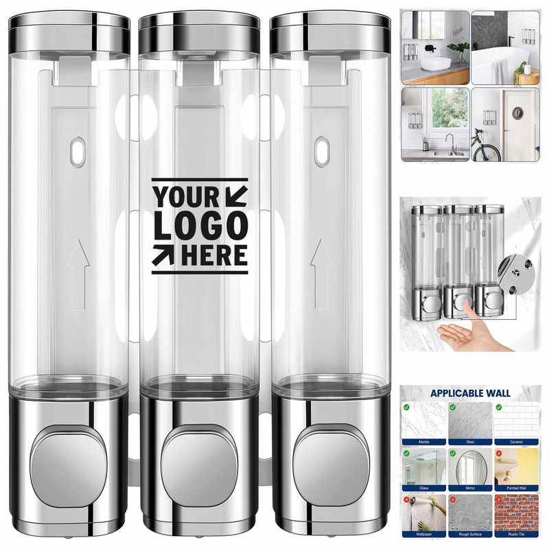 Used for Shampoo Conditioner 3-in-1 Room Wall Mounted Bathroom Shower Pump Dispenser Organizer