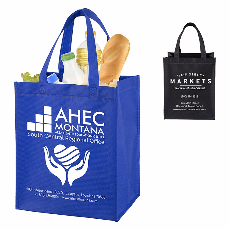 10"W x 12"H x 8" Gusset - "FULL VIEW" Junior Large Imprint Grocery Shopping Tote Bag