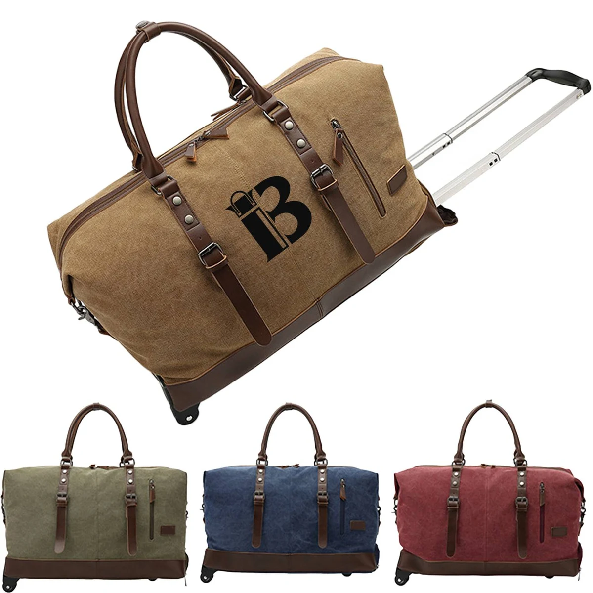 Canvas Duffel Weekend Bag w/ Wheels 1