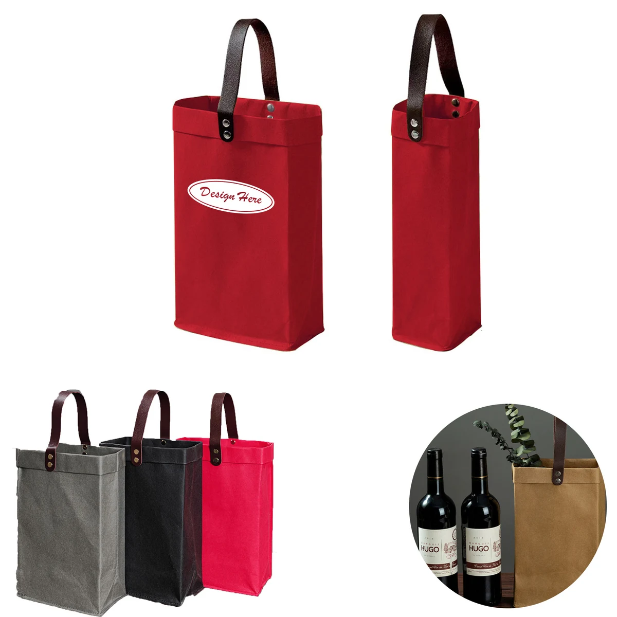 Luxury Cowhide Wine Bag Duo ?C Stylish & Durable Carrying, custom tote bag with logo imprint 1