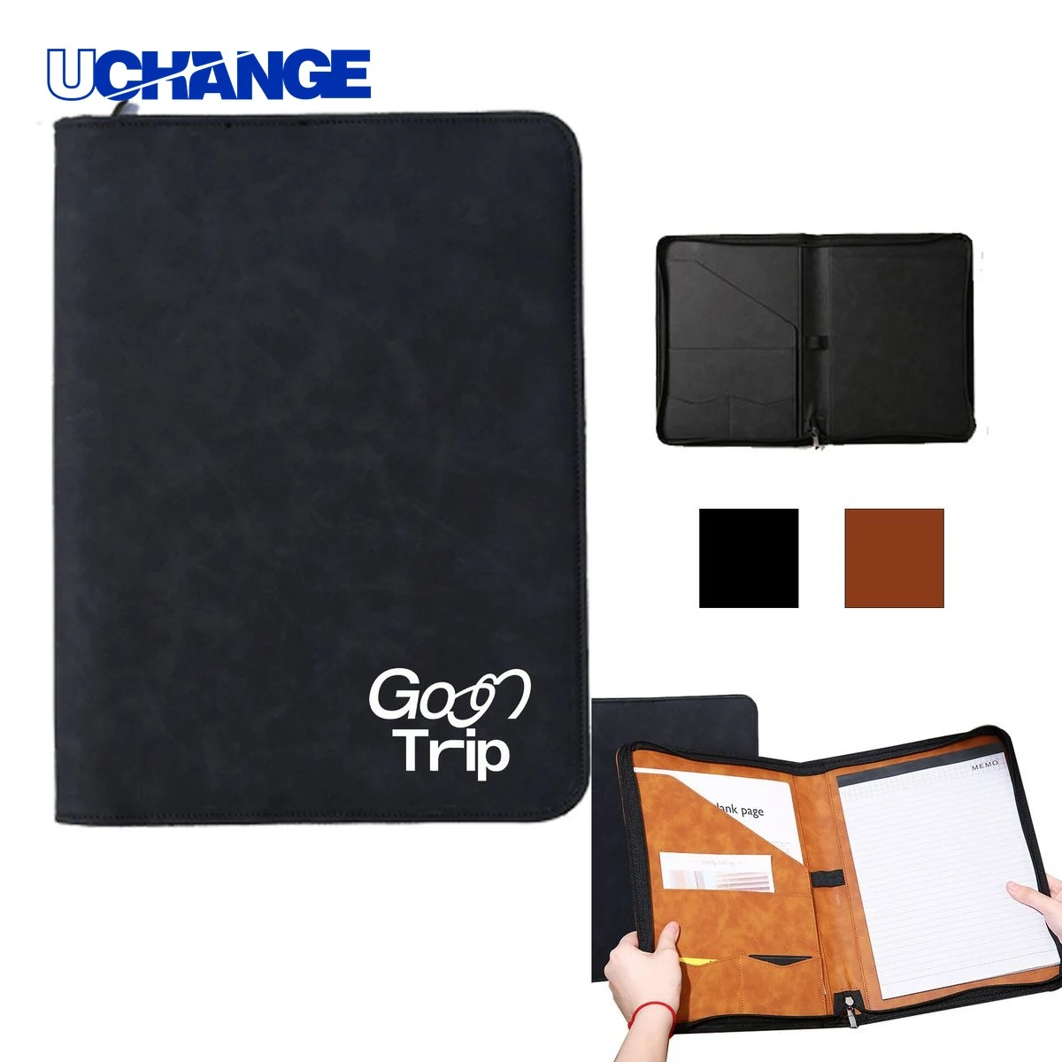 Zippered Leather Portfolio Folder 1