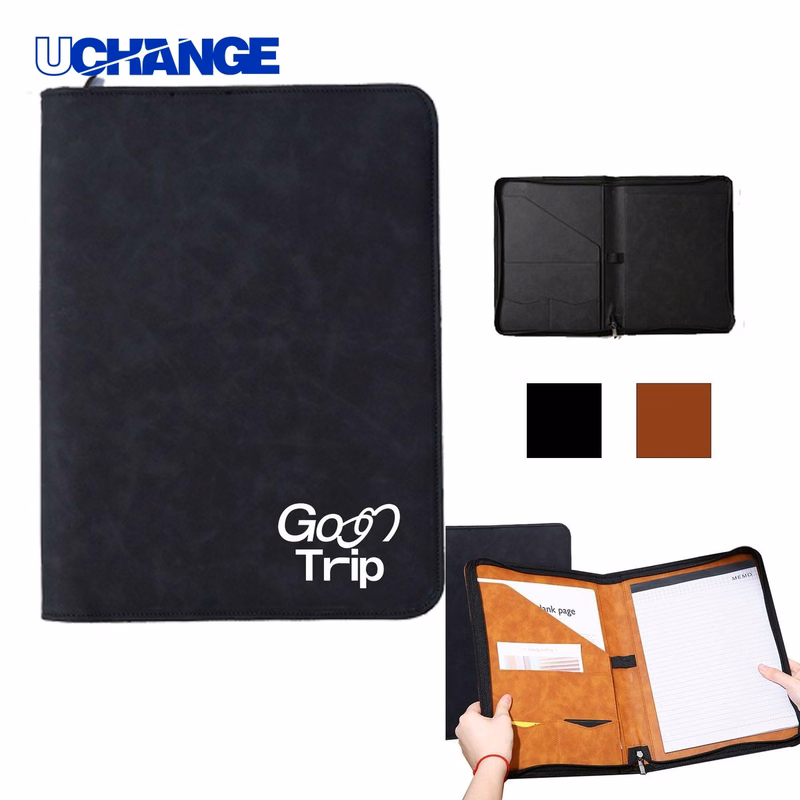 Zippered Leather Portfolio Folder