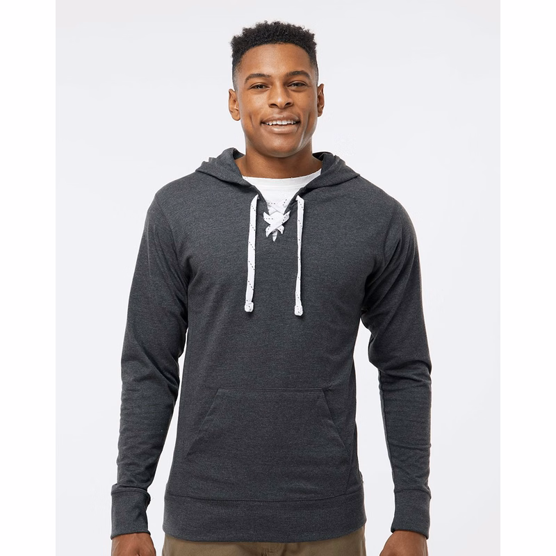 Unisex Jersey Sport Lace Hooded Pullover - 8231