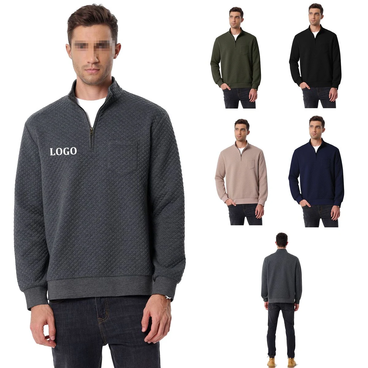 Men's Quarter Zip Sweatshirt, custom hoodie or sweatshirt with logo imprint 1