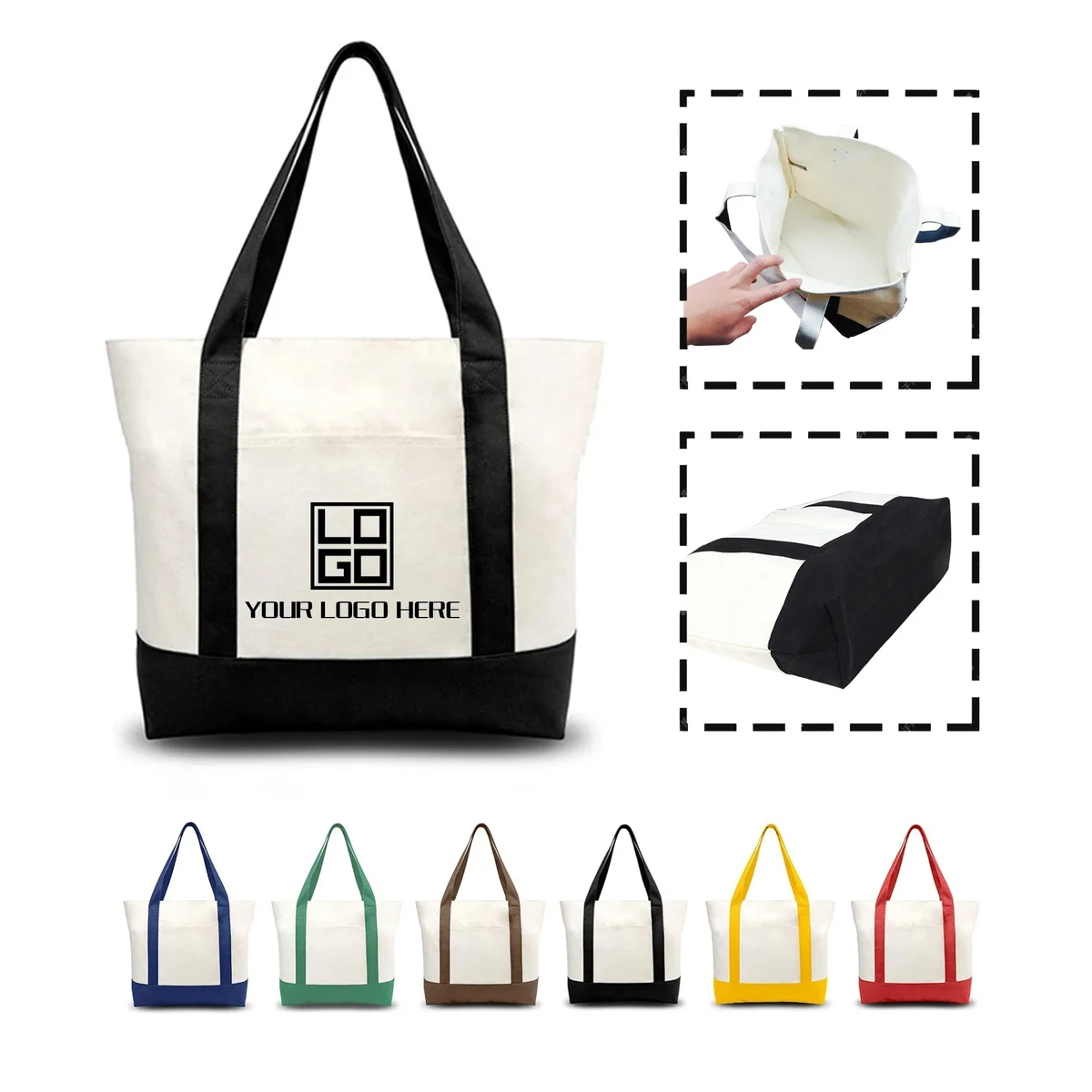 Canvas Shoulder Tote Bags, custom tote bag with logo imprint 1