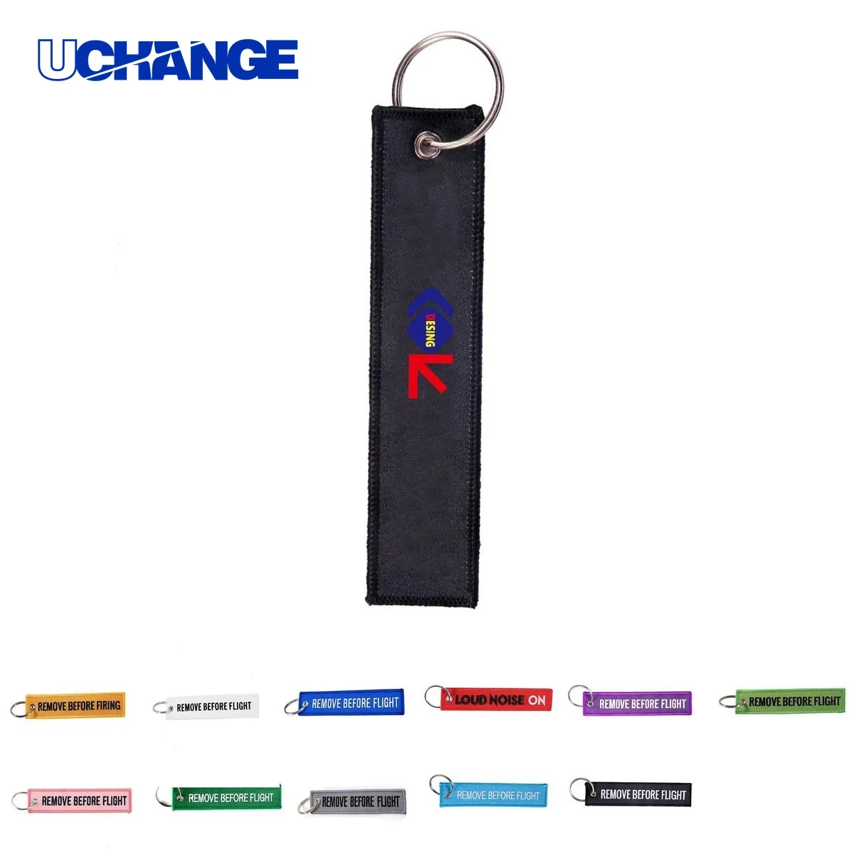 Embroidered Text Flight Tag Keychain 1