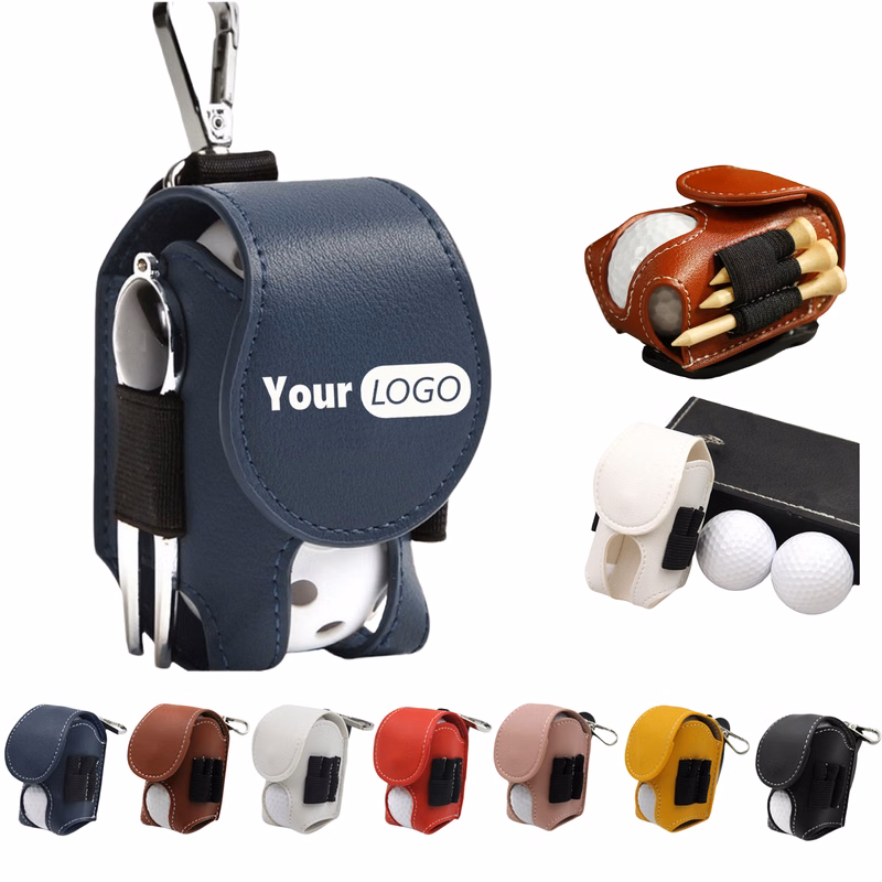 Compact Golf Ball Set Bag Made of PU Leather Material