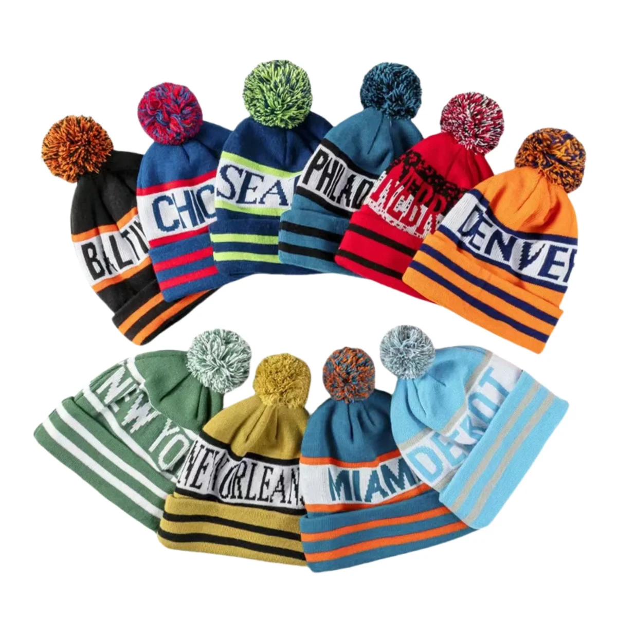 Jacquard Pom Beanie With Cuff 1