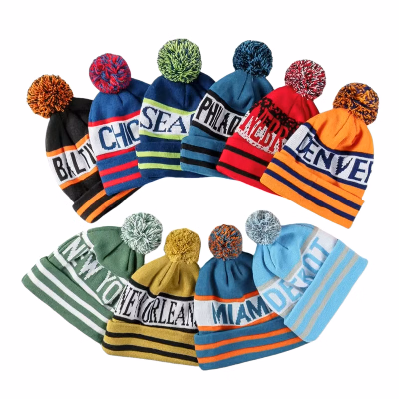Jacquard Pom Beanie With Cuff