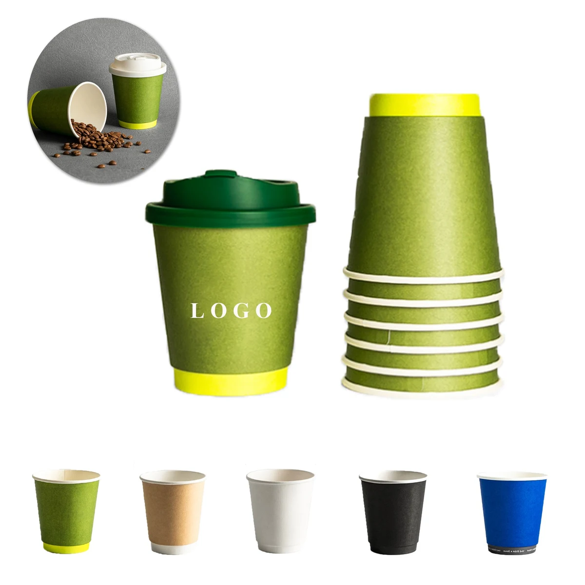 12 oz Paper Coffee Cup With Flat Lid 1
