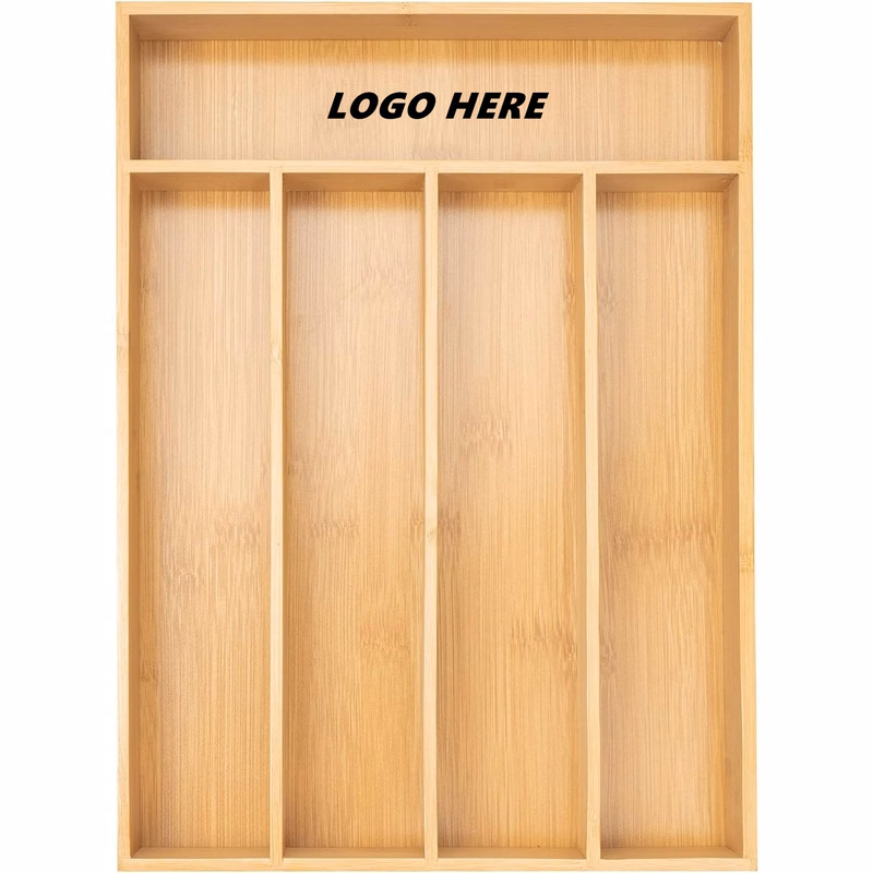 Bamboo Drawer Kitchen Organizer Silverware Holder