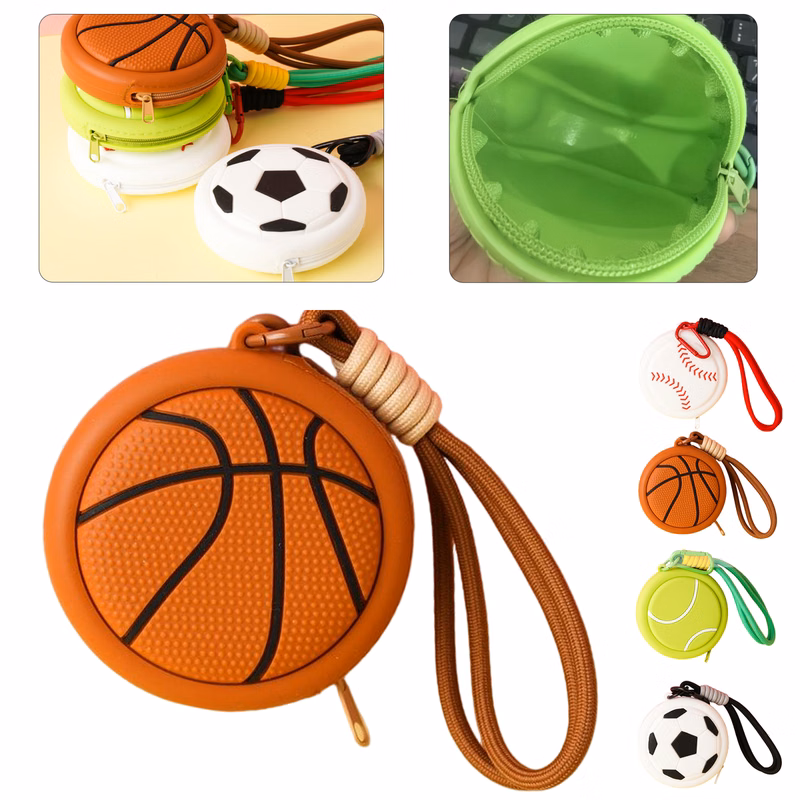 Sport Shaped Silicone Mini Zipper Pouch