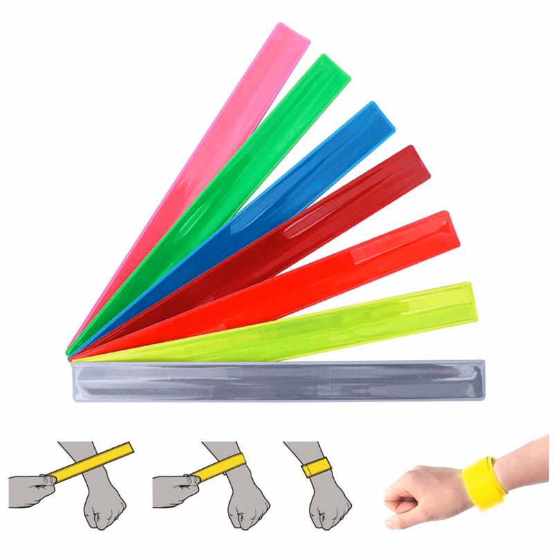 Soft Touch PVC Safety Reflective Slap Bracelet Wristband