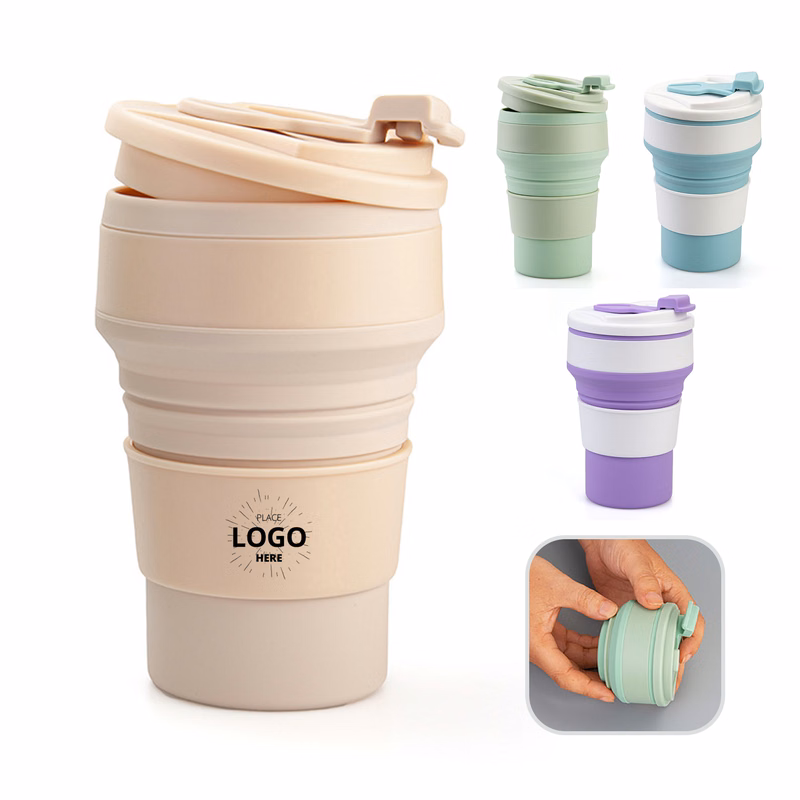 12 oz Portable Collapsible Cup Silicone with Leakproof Lid