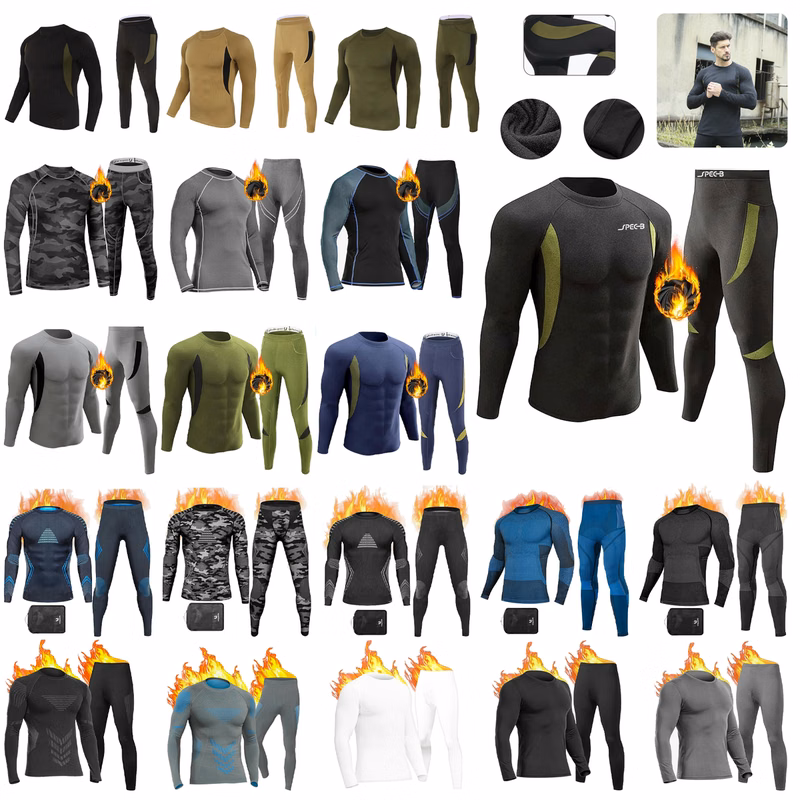 Men's Top & Long Johns Fleece Thermal Underwear Set