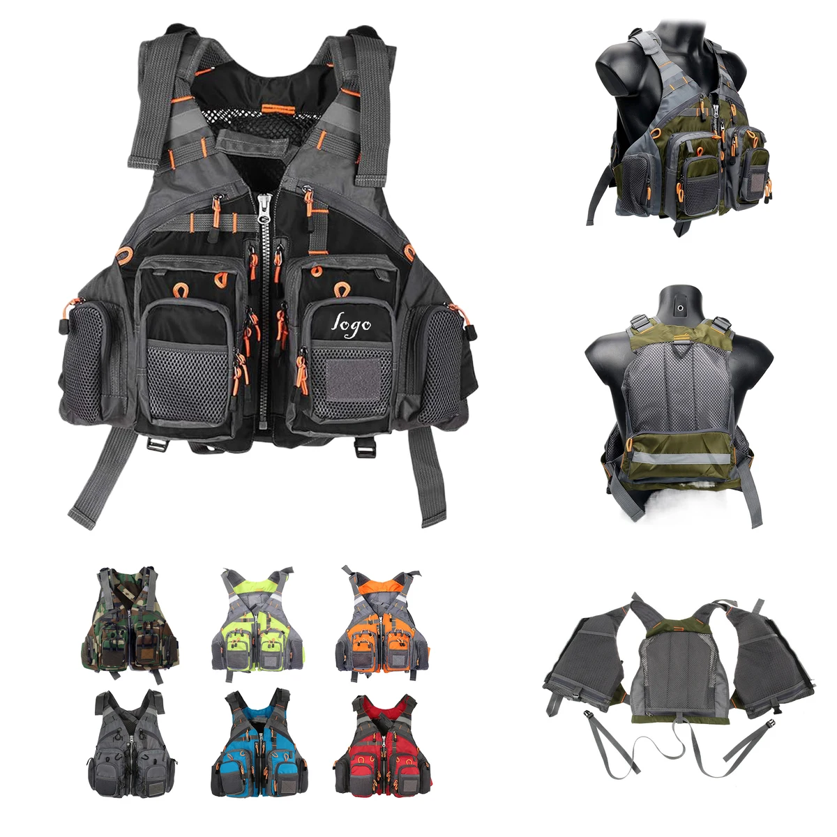 MOQ10 Adjustable Multi-Pocket Life Vest With Floatation 1