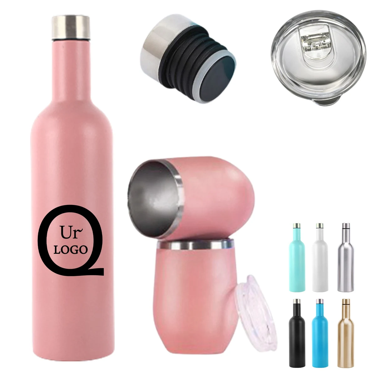 24Oz Stainless Steel Wine Bottle Gift Set, custom water bottle with logo imprint 1