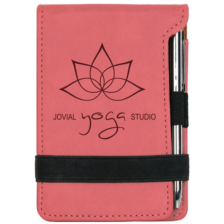Engraved Pink Leatherette Pad and Pen Set 1