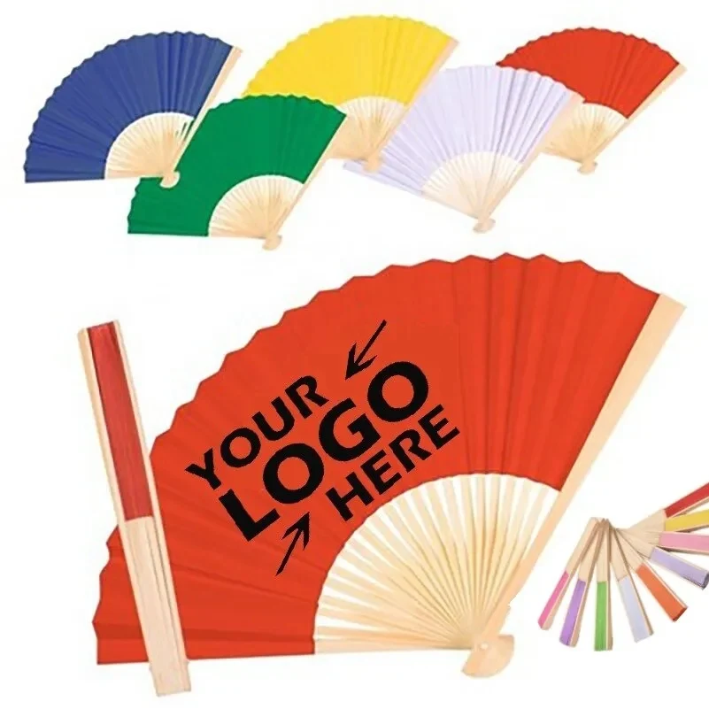 Full Color Folding Paper Fan with Bamboo Handle 1