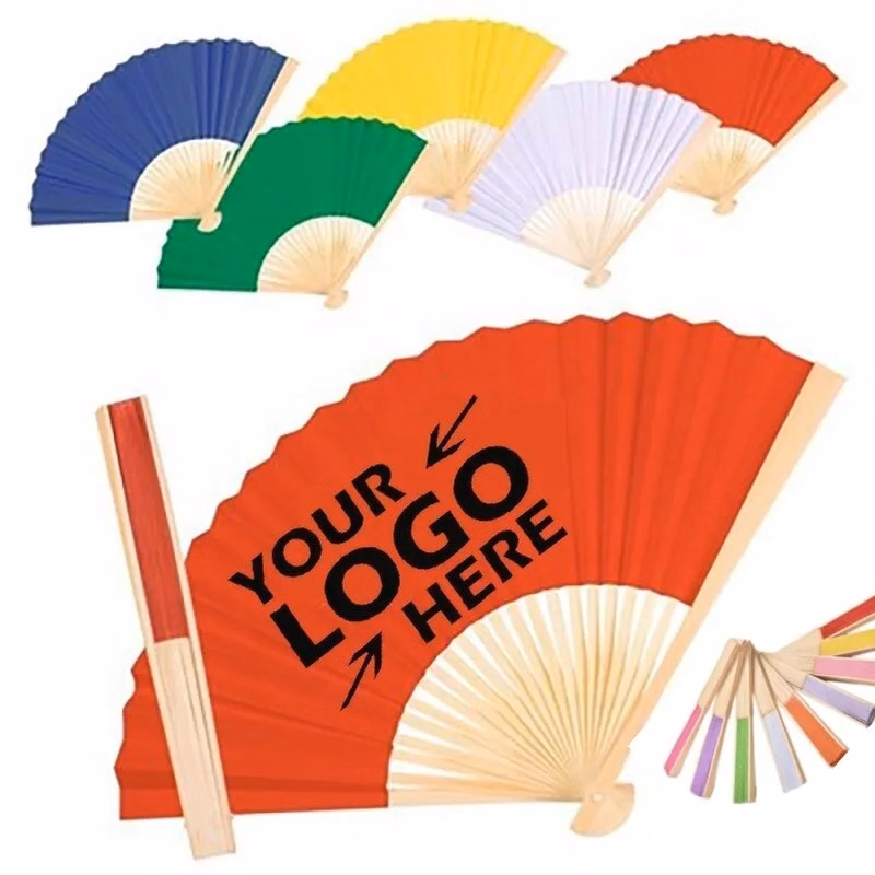 Full Color Folding Paper Fan with Bamboo Handle