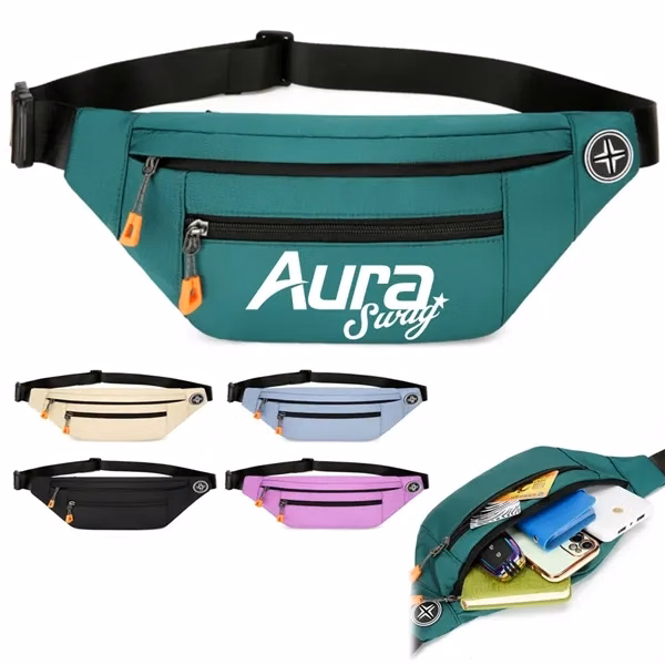 Custom Adjustable Running Waist Bag — Headphone Jack 13" Fitness Fanny Pack