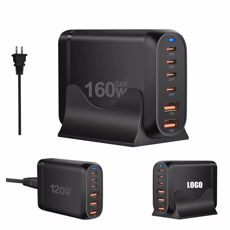 160W 6-Port GaN USB C Charger Block Fast Charging