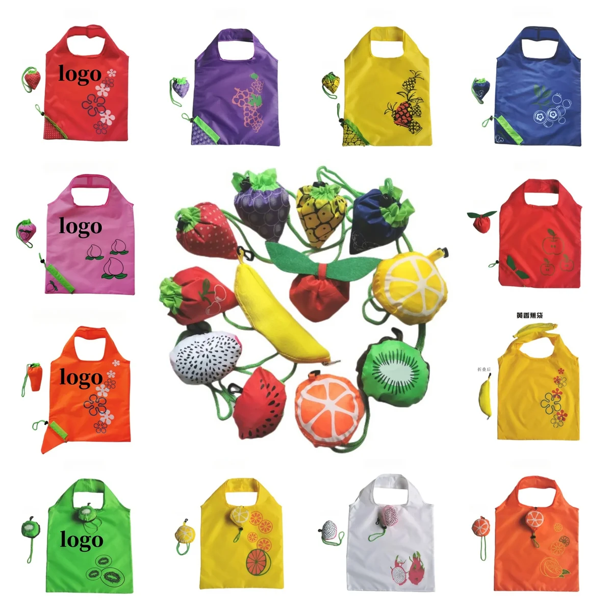 Reusable Grocery Bags Foldable Strawberry With Handle 1