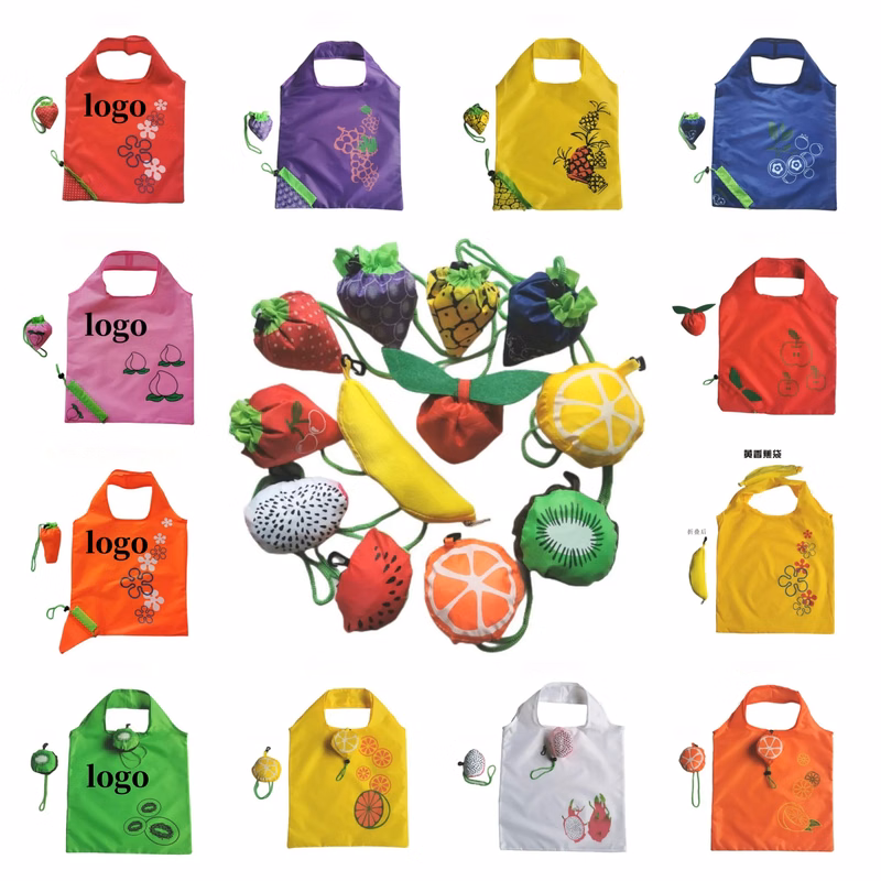 Reusable Grocery Bags Foldable Strawberry With Handle