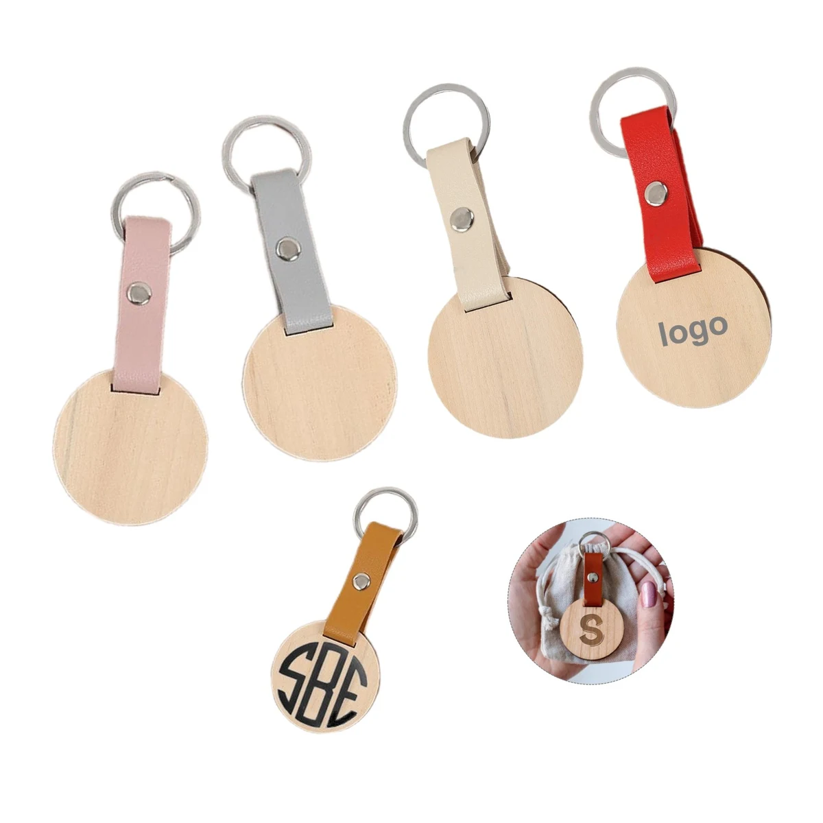 Round Wood Keychain 1