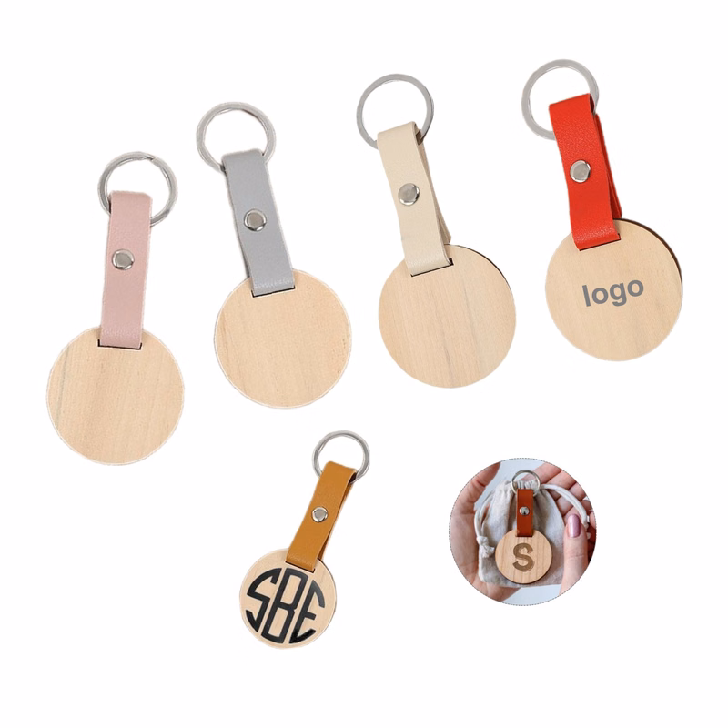 Round Wood Keychain