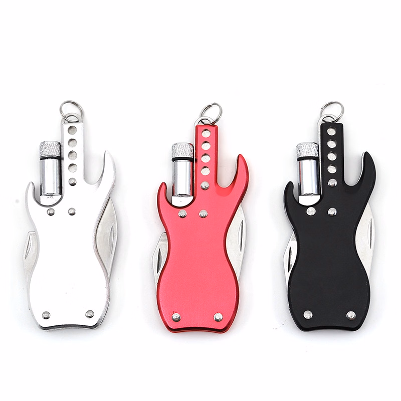 3-in-1 Mini Guitar-Shaped Multitool w/Keychain Knife
