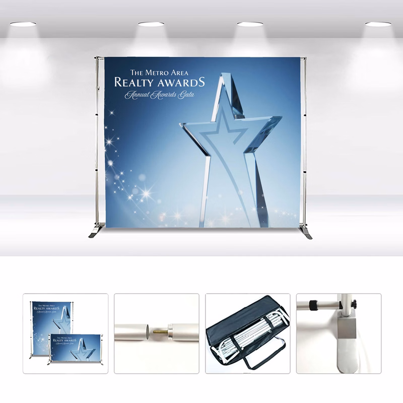 8 ft. x 8 ft. Backdrop Banner Stand w/Banner (DyeSub 2-Sided)