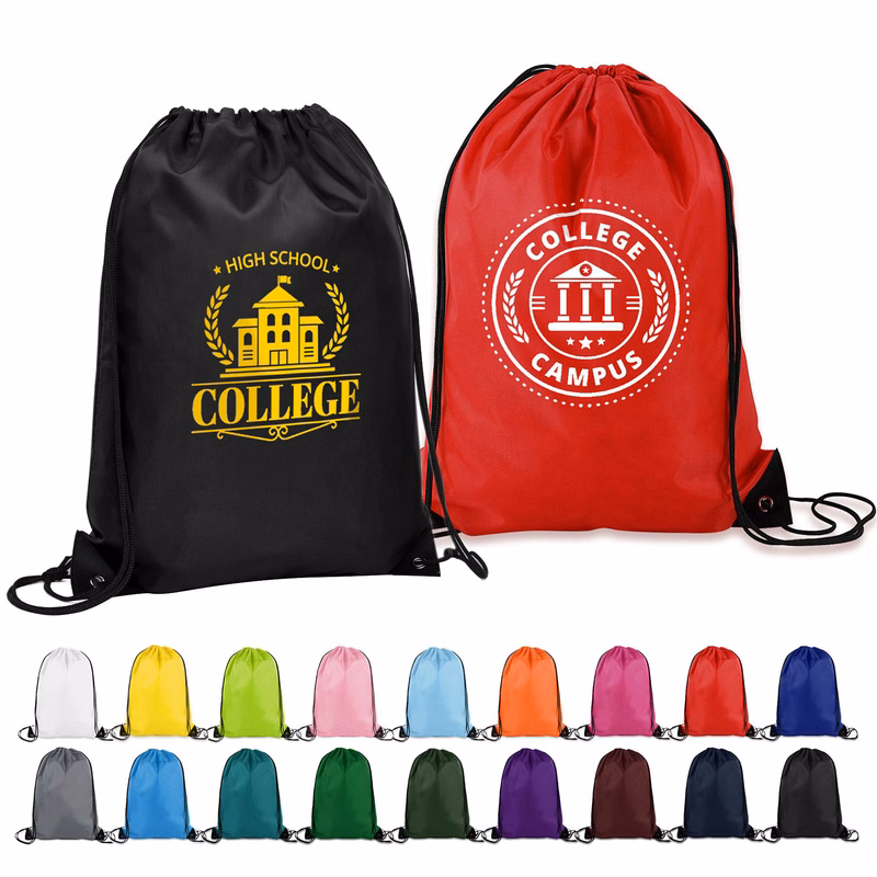 14" W X 18" H Polyester Drawstring Backpacks