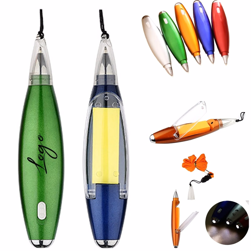 Ball Point Pen with Sticky Notes/Flashlight