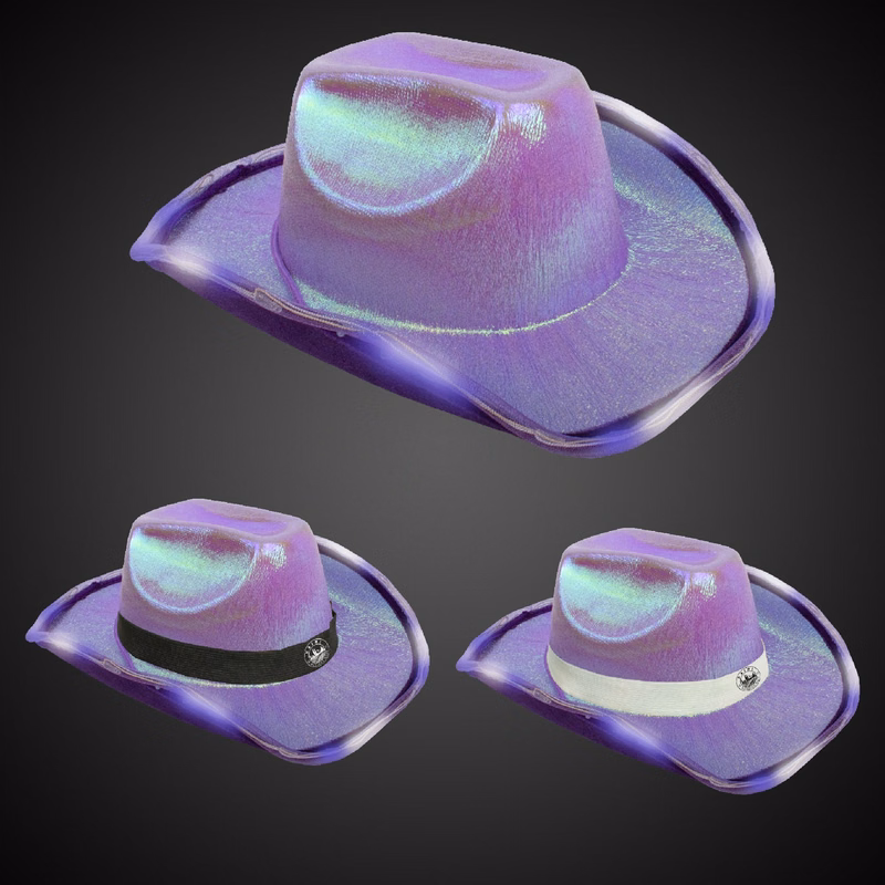 Purple Iridescent Light Up Cowboy Hat(Blank)