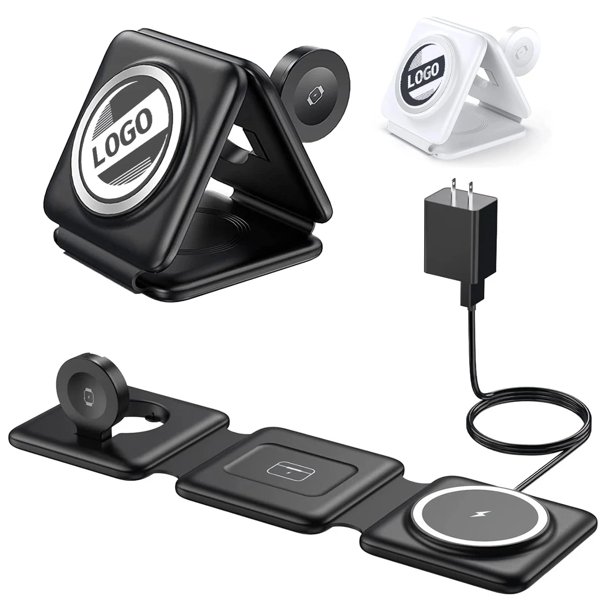 3 in 1 Custom Logo Travel Fodable Magnetic Wireless Charger 1