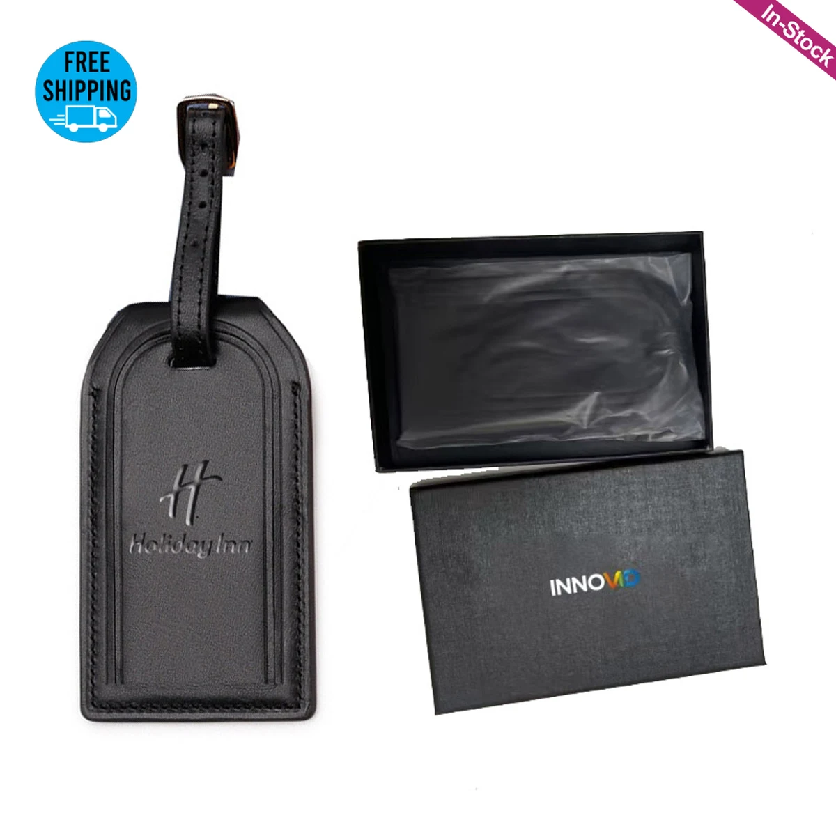 Genuine Leather Luggage Tags Airtag Holder in Gift Box (Optional) 1