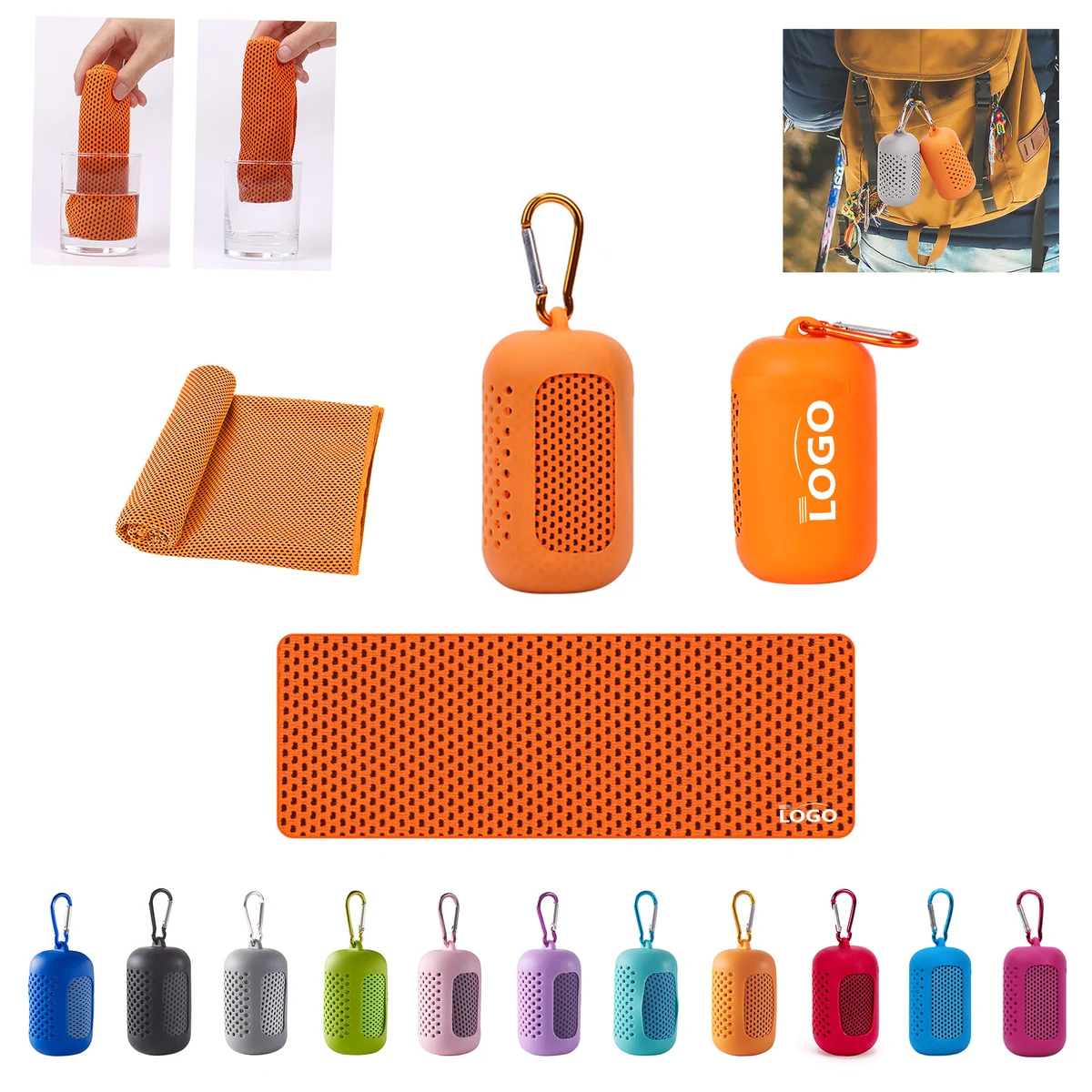 Quick Dry Polyester Towel With Carabiner Clip MOQ 50 1