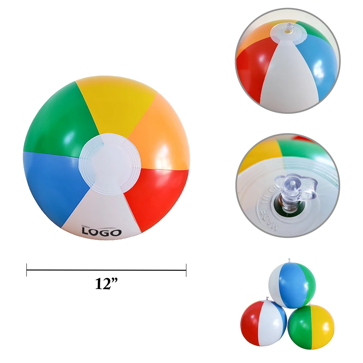 MOQ200 Inflatable 12" PVC Beach Ball Swim Toy 1