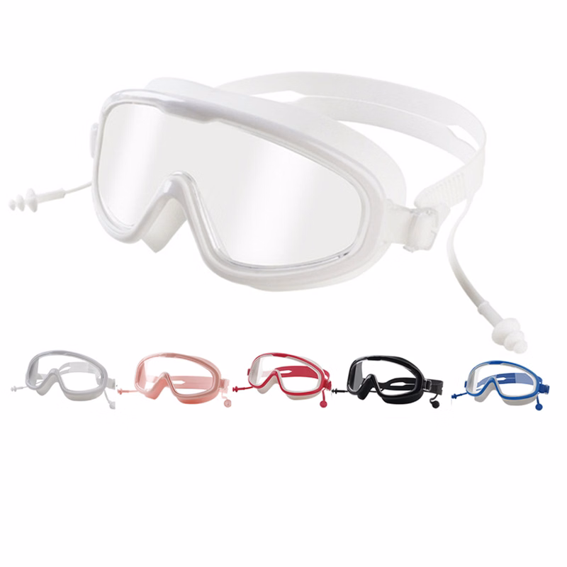 Large frame silicone adult swimming glasses