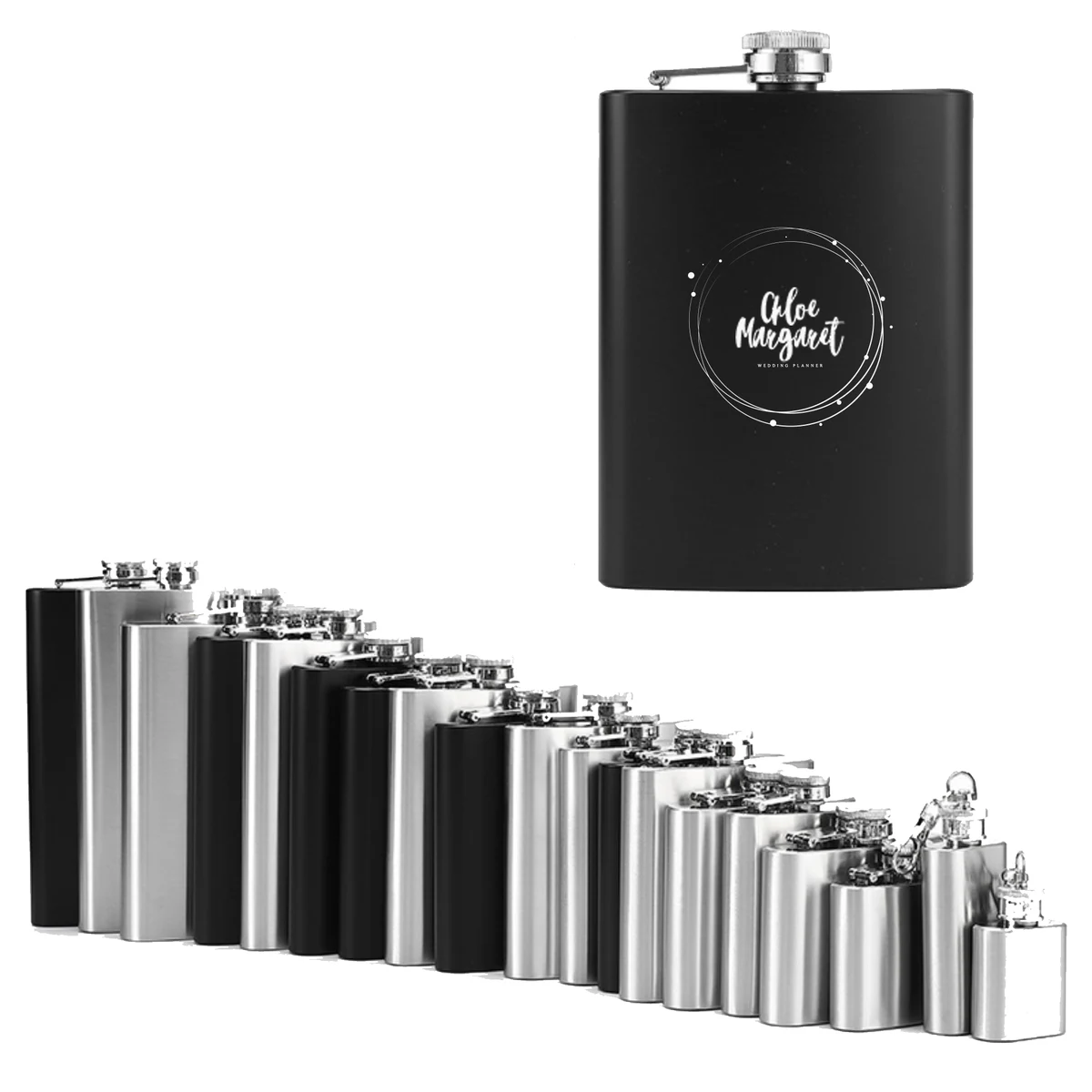 8oz Stainless Steel Wine Jug Wide Mouth Flask, custom water bottle with logo imprint 1
