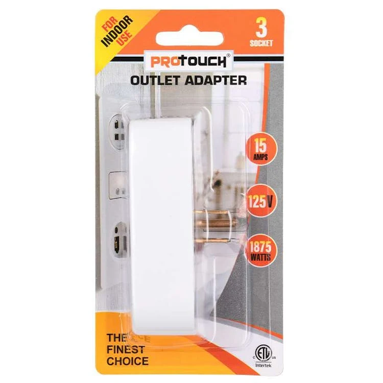 Three Outlet Wall Adaptor with Night Light - White 1
