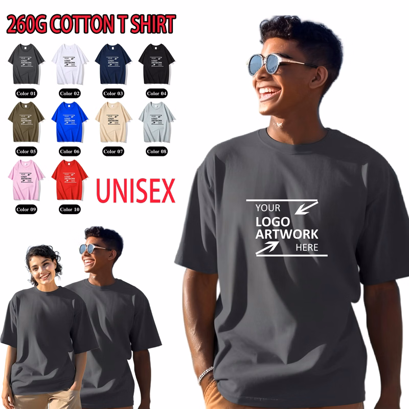 260 gsm Heavyweight Cotton T Shirt for Screen Printing