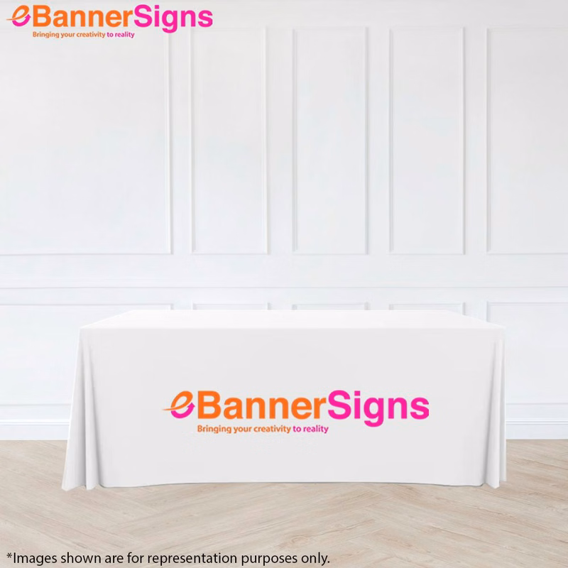 Premium White Table Covers (3-Sided Open Back)