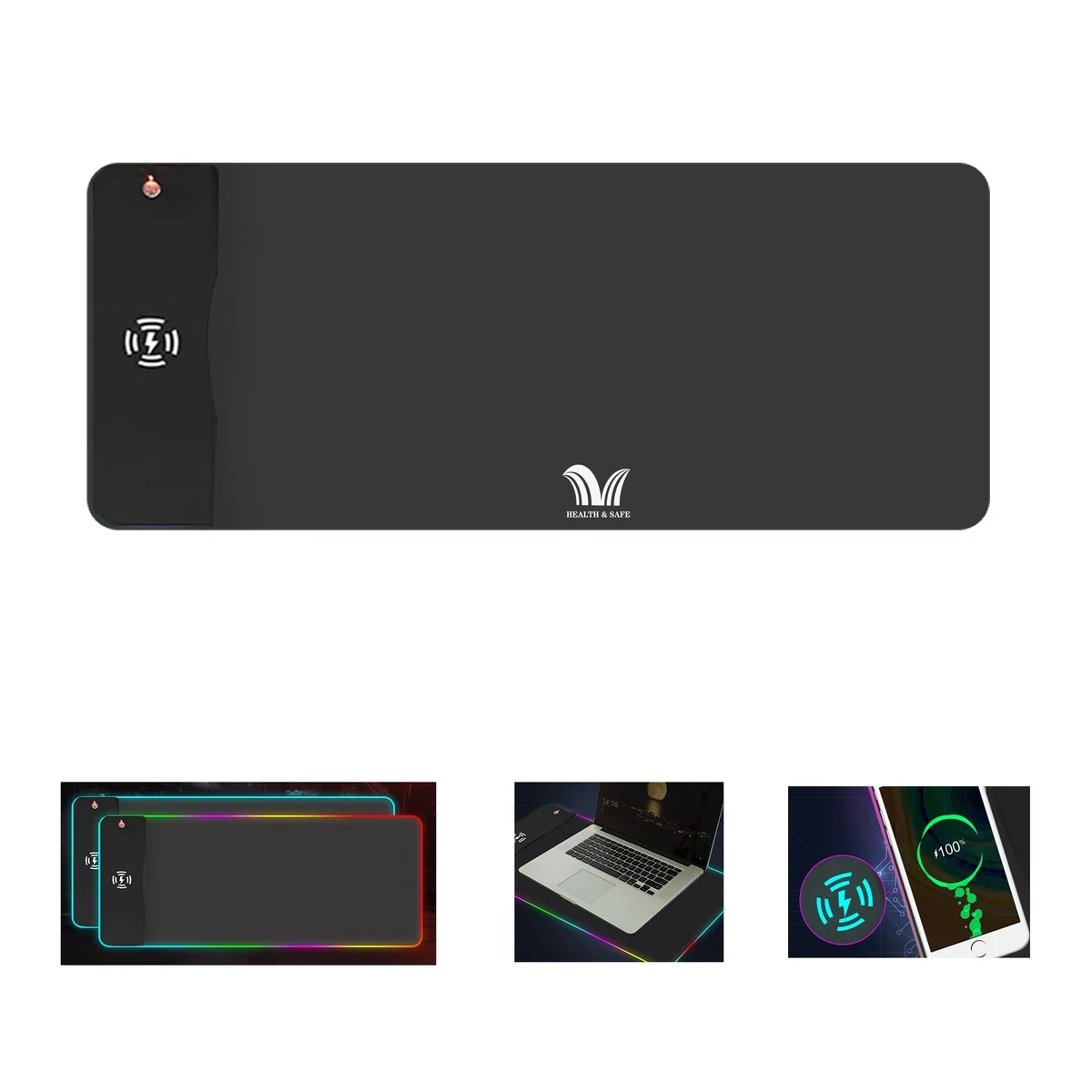 LED Soft Large Mousepad Wireless Charging Mousemat For Phone 1