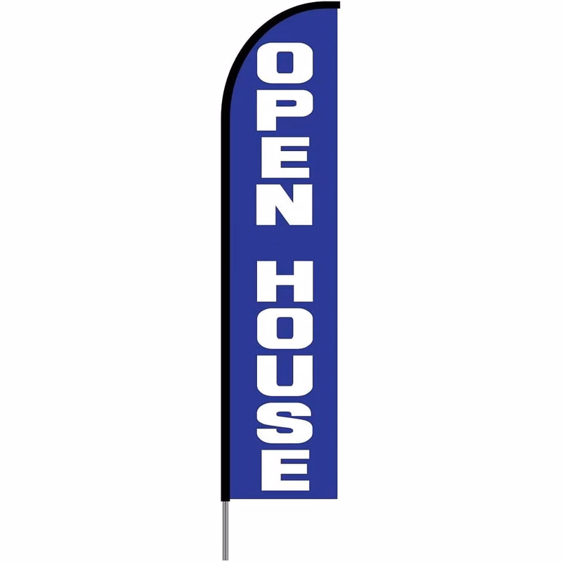 Open House(Blue) Flag Kit 15' Feet Feather Flag Sign sale flag Outdoor Banner