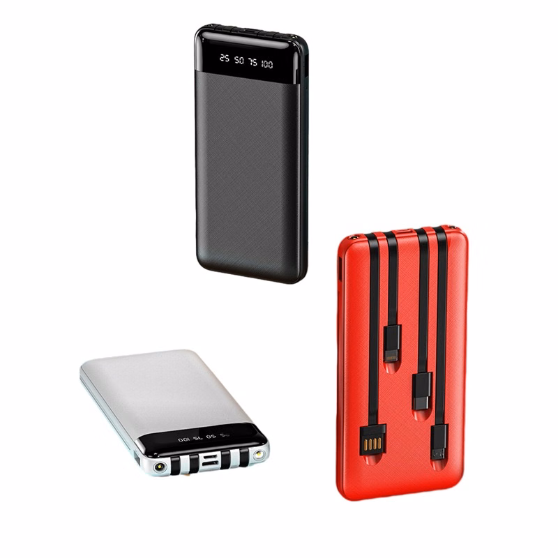 10000 mAh LED Power Bank W/ 4 Cables