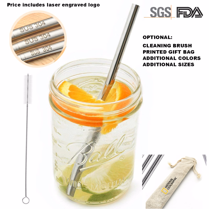 EcoSip 304 Stainless Straw Kit - Brush & Jute Pouch