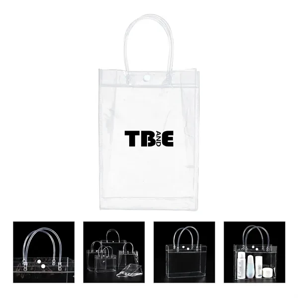 Custom Clear PVC Tote Bag 12.99" x 9.84" Security Compliant — Trade Show Giveaway 1