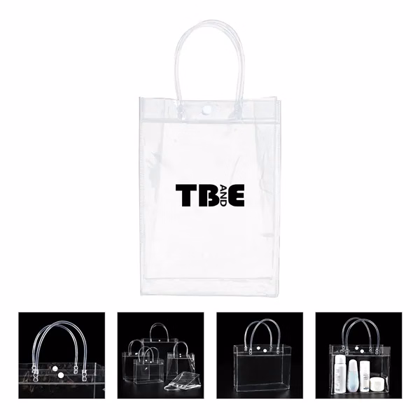 Custom Clear PVC Tote Bag 12.99" x 9.84" Security Compliant — Trade Show Giveaway